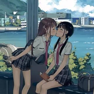 Anime kiss phone wallpaper