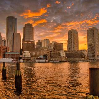 Boston skyline 4k wallpaper