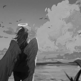 Anime black white 4k wallpaper