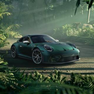 Porsche green 4k wallpaper
