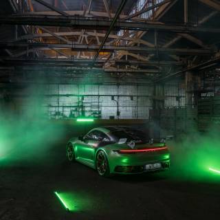 Porsche green 4k wallpaper