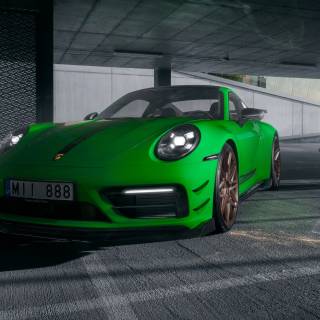Porsche green 4k wallpaper
