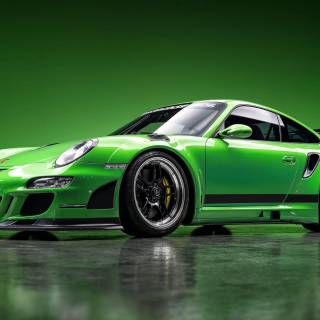 Porsche green 4k wallpaper