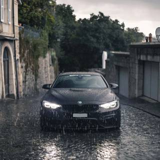BMW M4 night rain wallpaper