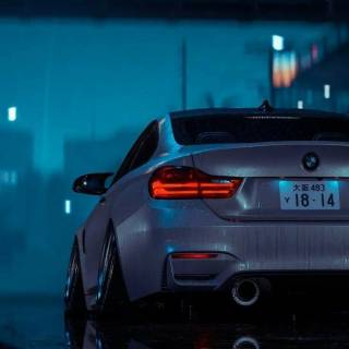 BMW M4 night rain wallpaper