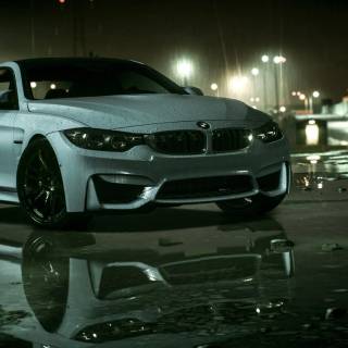 BMW M4 night rain wallpaper