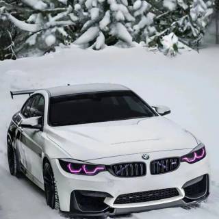 BMW M4 snow forest mobile wallpaper
