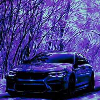 BMW M4 snow forest mobile wallpaper
