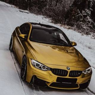 BMW M4 snow forest mobile wallpaper