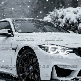 BMW M4 snow forest mobile wallpaper