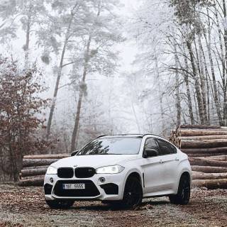 BMW M4 snow forest mobile wallpaper