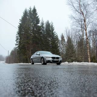BMW M4 snow forest mobile wallpaper