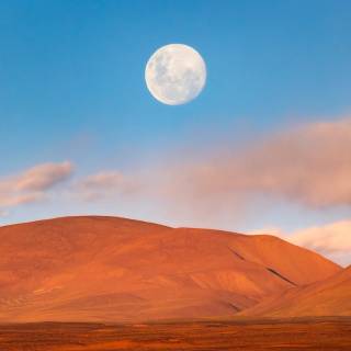 Full moon over red dunes wallpaper