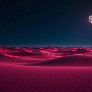 Full moon over red dunes wallpaper