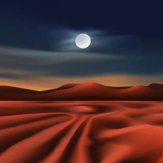 Full moon over red dunes wallpaper