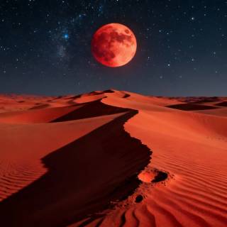 Full moon over red dunes wallpaper