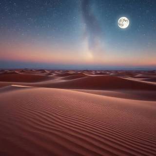 Full moon over red dunes wallpaper