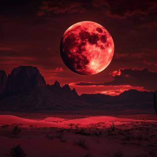 Full moon over red dunes wallpaper