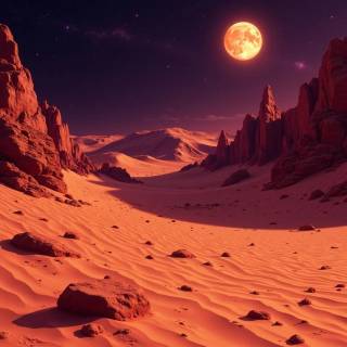 Full moon over red dunes wallpaper