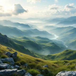 Beautiful misty view wallpaper