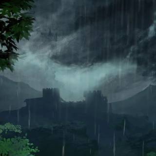 Rainy castle wallpaper