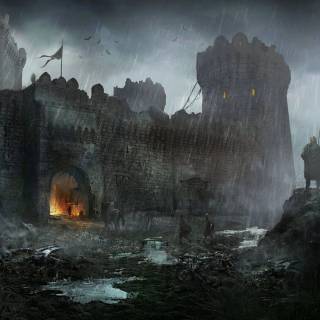 Rainy castle wallpaper