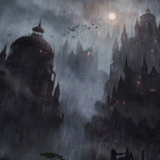 Rainy castle wallpaper