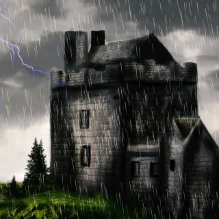 Rainy castle wallpaper