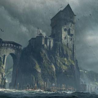 Rainy castle wallpaper
