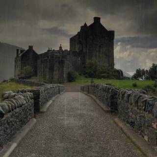 Rainy castle wallpaper
