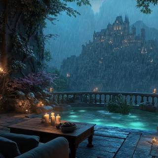 Rainy castle wallpaper