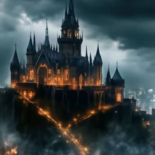 Rainy castle wallpaper