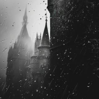 Rainy castle wallpaper