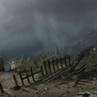 Rainy castle wallpaper