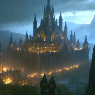 Rainy castle wallpaper
