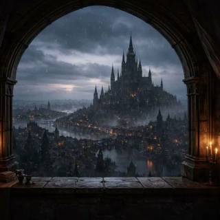 Rainy castle wallpaper