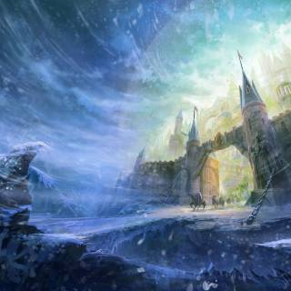 Rainy castle wallpaper
