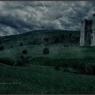Rainy castle wallpaper