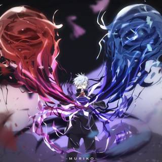 Gojo red and blue wallpaper