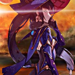 Mona Genshin Impact phone wallpaper