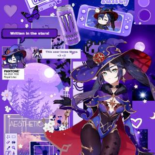 Mona Genshin Impact phone wallpaper