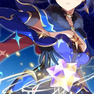 Mona Genshin Impact phone wallpaper