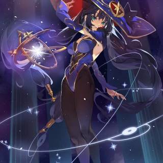 Mona Genshin Impact phone wallpaper