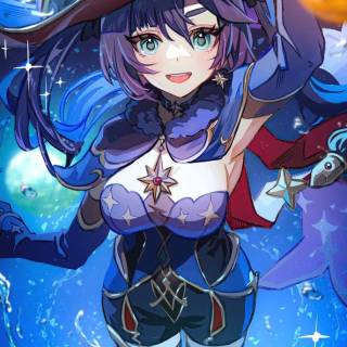 Mona Genshin Impact phone wallpaper