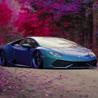 Blue Lambo 4k wallpaper