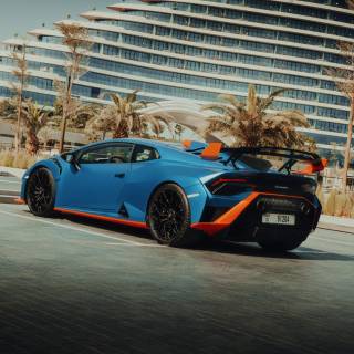 Blue Lambo 4k wallpaper
