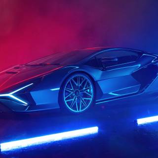 Blue Lambo 4k wallpaper