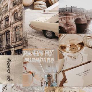 Beige collage phone wallpaper