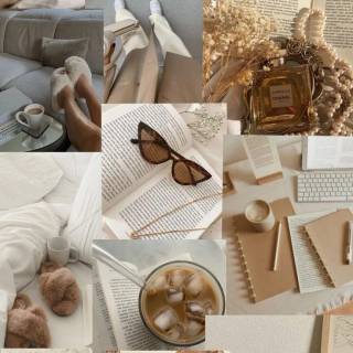 Beige collage phone wallpaper