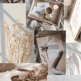 Beige collage phone wallpaper